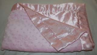 Just One Year Carters Pink Minky Dot Satin Baby Blanket  