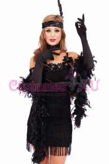 Ladies 1920s 20s Black Chicago Flapper Costume Party Fancy Dress 
