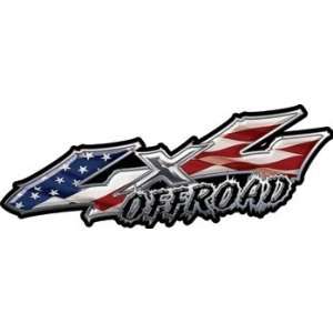 Wicked Series 4x4 Offroad Patriotic American Flag Decals   2 h x 6 w 