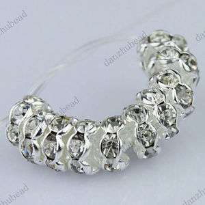 100X CLEAR CRYSTAL SILVER SPACER LOOSE BEADS FINDINGS WHOLESALE LOTS 