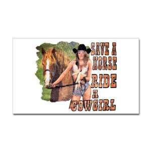  Sticker (Rectangle) Country Western Lady Save A Horse Ride 
