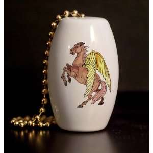 Standing Pegasus Porcelain Fan / Light Pull