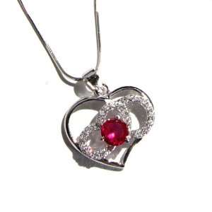  3 Circle Heart Pendant with Red Gemstone Jewelry