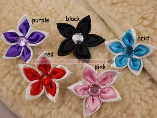 pair of flower hair clips bows double layer boutique  