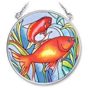 Amia 5479 Hand Painted Glass Suncatcher with Fish Design, 3 1/2 Inch 