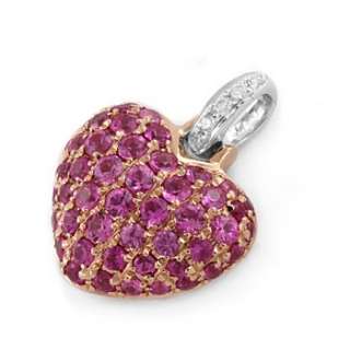 PINK SAPPHIRE DIAMOND HEART PENDANT 18k ROSE GOLD  
