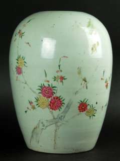 ANTIQUE PORCELAIN BIRD BLOSSOM VASE China Ceramic  
