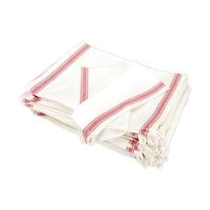 Aunt Marthas Vintage Stripe 100% Cotton Towel 18X28 Bulk White W/Red 