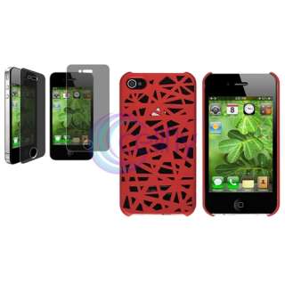 Red Bird Nest Rear Case Cover+Privacy Filter For Apple iPhone 4 4S 