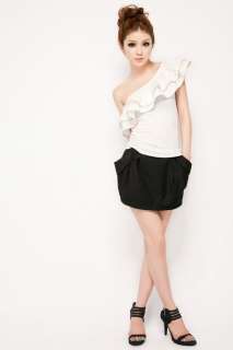 CHIC ONE SHOULDER FRILL TOP BLOUSE 1297  