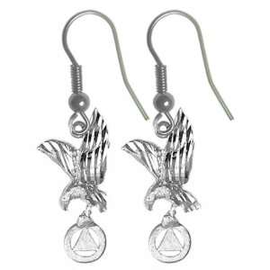 SILVER RECOVERY EARRINGS ON WINGS OF EAGLES 12 STEPS  
