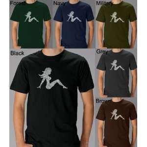 Mens Black Mudflap Girl Shirt XL   Created using the names of all 50 