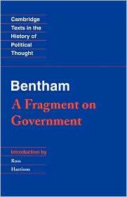 Bentham A Fragment on Government, (0521359295), Jeremy Bentham 