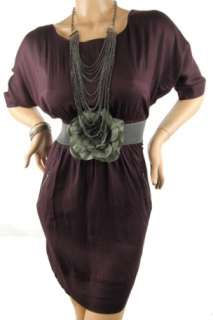 DEALZONE Lovely Wide Neckline Dress Burgundy Medium NEW  