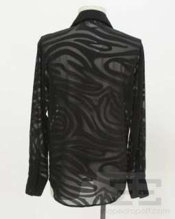 Versace Jeans Couture Mens Black Sheer Patterned Button Down Shirt 