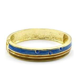  Three Row Blue Gold Brown Bangle Fashion Bracelet Jewelry