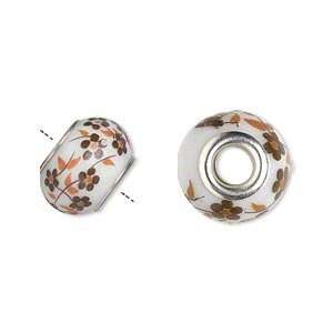 7251 Bead, Dione™, porcelain and silver plated brass grommet, white 