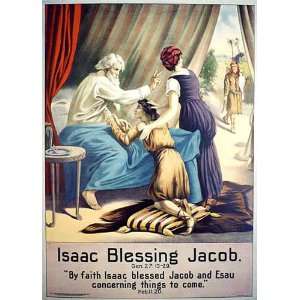   Isaac Blessing Jacob Vintage Christian Antique Advertising Poster