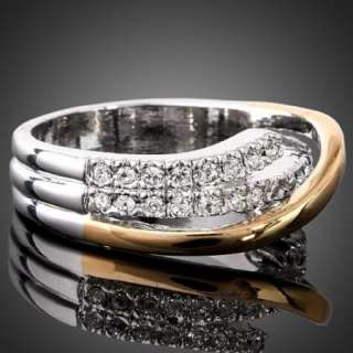 Two tone Arinna Fashion Crystal Gold GP Wedding Rings  