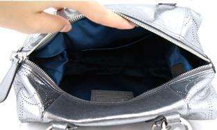 COACH ASHLEY F17130 NEW Leather Silver Perforated Handbag Satchel 