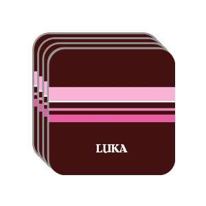 Personal Name Gift   LUKA Set of 4 Mini Mousepad Coasters (pink 