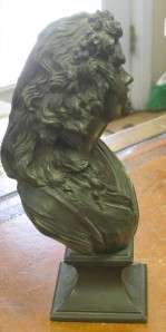 Antique French Bronze Bust of Girl signed CLODION 1880s  