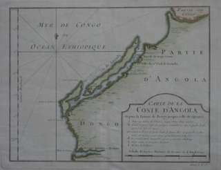 1761 Map ANGOLA West Africa Loanda Forts Bengo River  