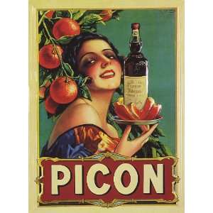 PICON GIRL DRINK FRANCE FRENCH VINTAGE POSTER REPRO 