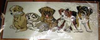 Vintage Dimensions Crewel Embroidery Kit ~ Playful Pups ~ 12 x 28 