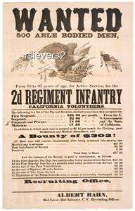 1861 Civil War Recruiting Poster Union Confederacy  