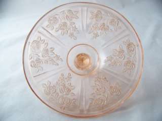 FEDERAL GLASS CO. ORIGINAL SHARON CABBAGE ROSE PINK CANDY DISH AND 