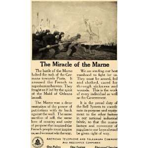  1918 Ad Marne Battle WWI Soldiers Bayonet Guns Bell 