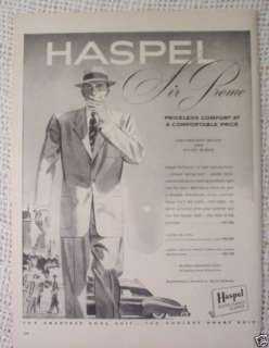 50s VINTAGE ADS MENS SUIT CLOTHING PALM BEACH HASPEL  