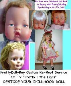   DOLL Hair Replaced Re Root Service Look like 1960s 70s See Examples