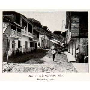  1913 Print Street Scene Cityscape Old Portobelo Panama 