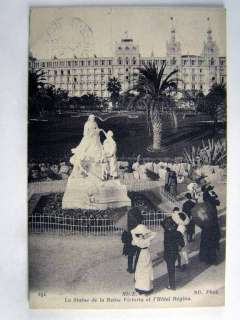 STATUE OF QUEEN VICTORIA & HOTEL REGINA IN NICE, FRANCE 1916 POSTCARD