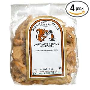Bergin Nut Company Apple Rings Dried Unsulfered, 6 Ounce Bags (Pack of 