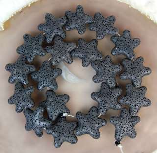24mm Black Rock Lava Star Beads 16  