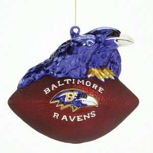  Baltimore Ravens Nfl Glass Mascot Football Ornament (6 