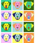 5x7 Print Yellow Labrador Retriever Retro Modern Colors Cute Lab Dog 