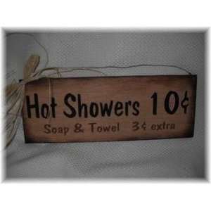  Hot Showers 10cents Country Bathroom Sign