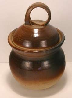 POTTERY   WHEEL THROWN BROWN POT WITH LID HANDCRAFTED  
