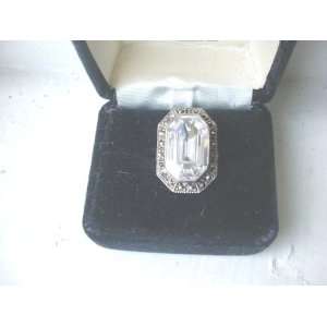    Sterling Silver Marcasite & Crystal Ice Ring 