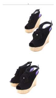 Free Ship★New Womens Suede Sandal Open Toe Platform Wedge High 