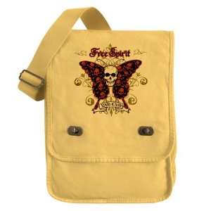 Messenger Field Bag Yellow Butterfly Skull Free Spirit 