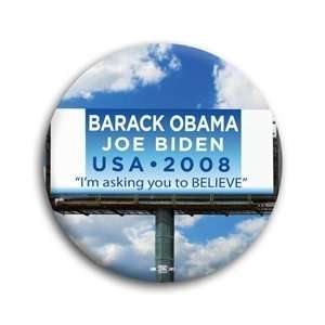  Obama and Biden Billboard Button   2 1/4 