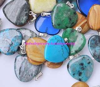wholesale 50pcs heart natural gemstone stone pendants  