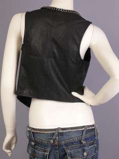 Gothic Black Faux Leather Asymmetrical Waistcoat XS S  