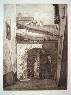 LUIGI LUCIONI Signed 1978 Etching Shadows in Lombardy  