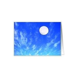  Blank, Wolf Moon in Blue Sky With Mares Tails Clouds Card 